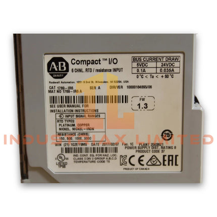 Allen-Bradley 1769-IR6 CompactLogix RTD Analog Input Module